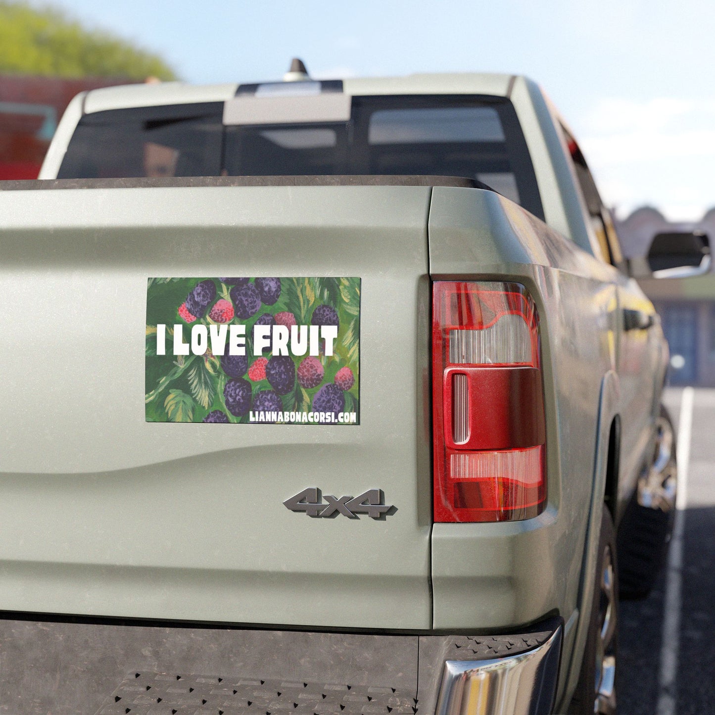 I LOVE FRUIT car magnet, black raspberries