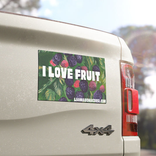 I LOVE FRUIT car magnet, black raspberries