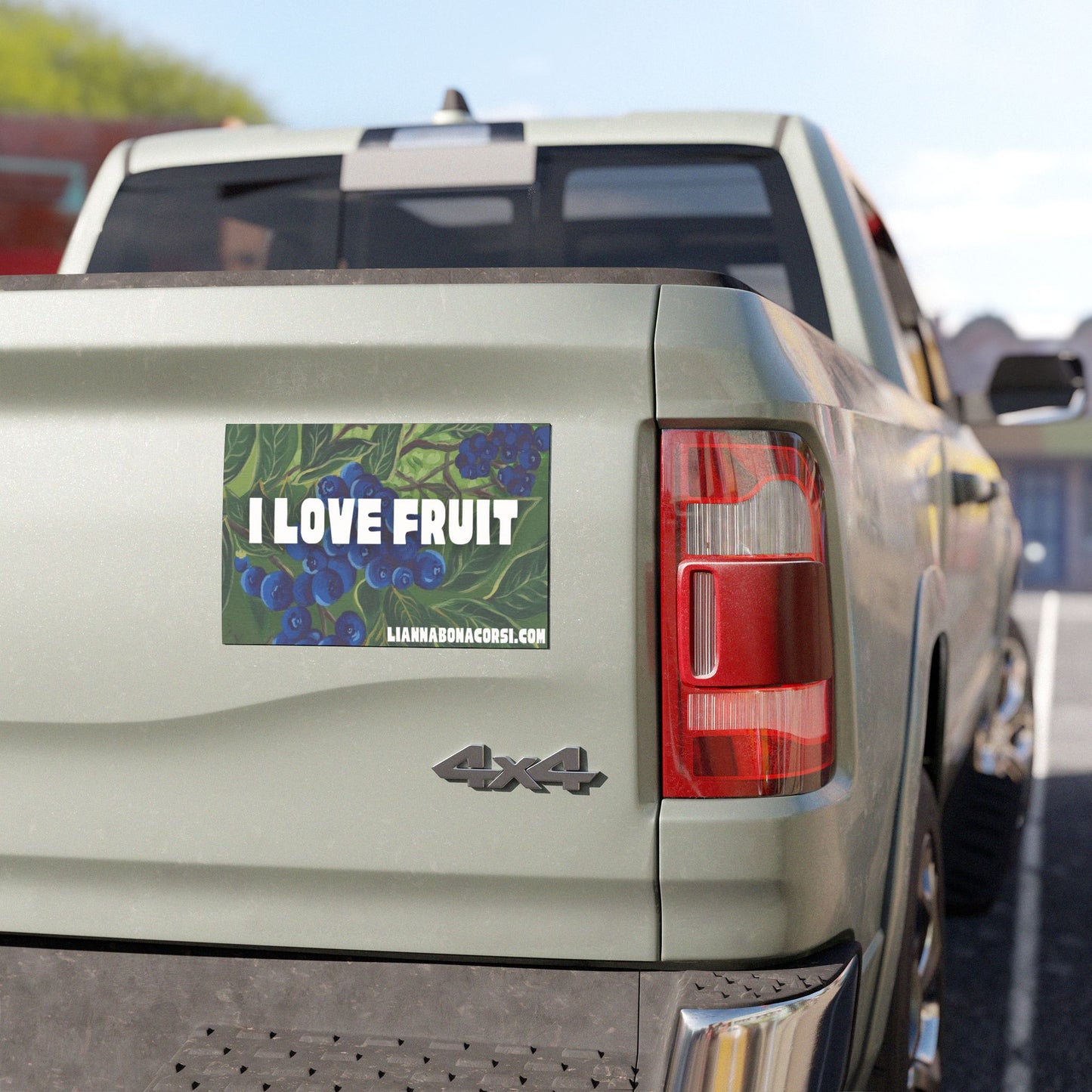 I LOVE FRUIT car magnet, blueberries